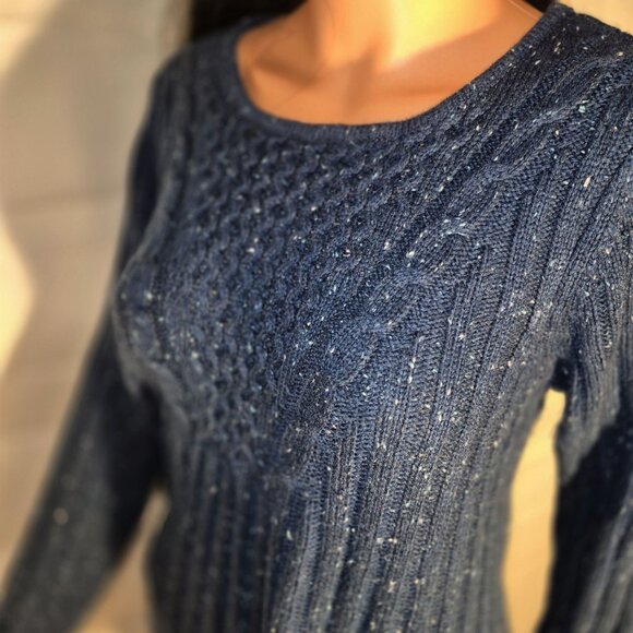 HANNAH Acrylic sweater, Turquoise with white specks in size LG. - Picture 7 of 16